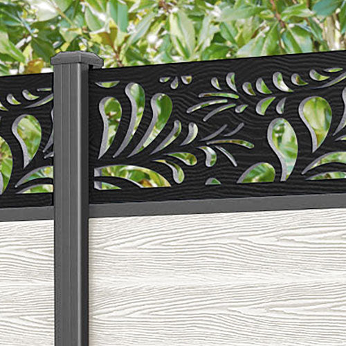Classic Petal Fence Panel - Light Stone - with our aluminium posts