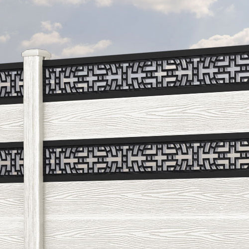 Classic Kumo Split Screen Fence Panel - Light Stone - with our composite posts