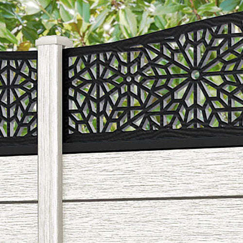 Fusion Alnara Curved Top Fence Panel - Light Stone - with our composite posts