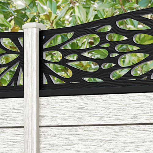 Fusion Blossom Curved Top Fence Panel - Light Stone - with our composite posts