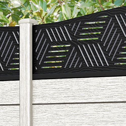 Fusion Cubed Curved Top Fence Panel - Light Stone - with our composite posts
