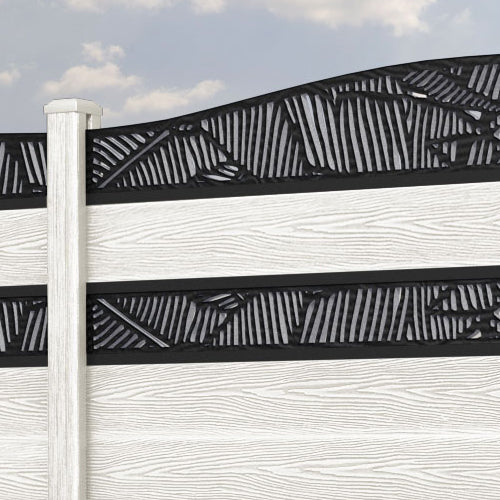 Classic Feather Curved Top Split Screen Fence Panel - Light Stone - with our composite posts