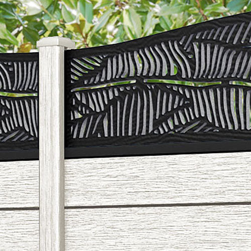 Fusion Feather Curved Top Fence Panel - Light Stone - with our composite posts