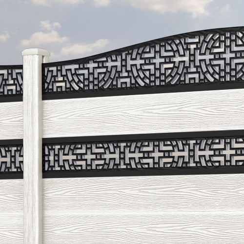 Classic Kumo Curved Top Split Screen Fence Panel - Light Stone - with our composite posts
