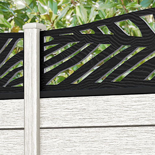 Fusion Palm Curved Top Fence Panel - Light Stone - with our composite posts