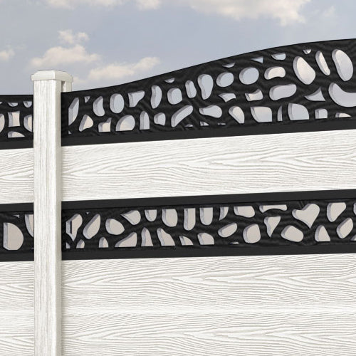 Classic Pebble Curved Top Split Screen Fence Panel - Light Stone - with our composite posts