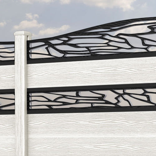 Classic Shatter Curved Top Split Screen Fence Panel - Light Stone - with our composite posts
