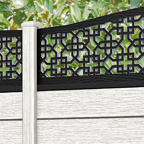 Fusion Zaria Curved Top Fence Panel - Light Stone - with our composite posts