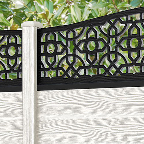 Classic Nabila Curved Top Fence Panel - Light Stone - with our composite posts