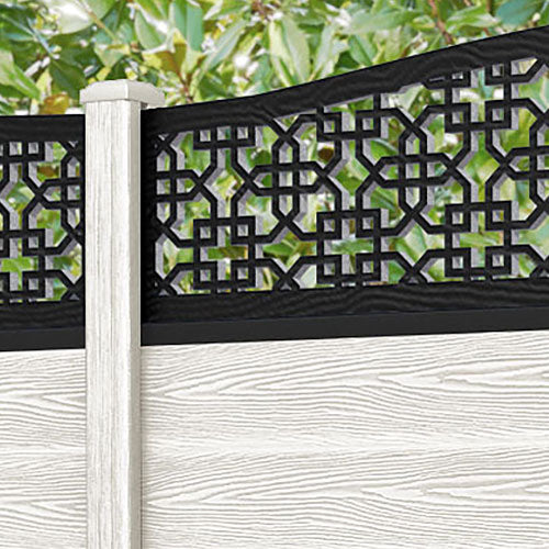 Classic Zaria Curved Top Fence Panel - Light Stone - with our composite posts