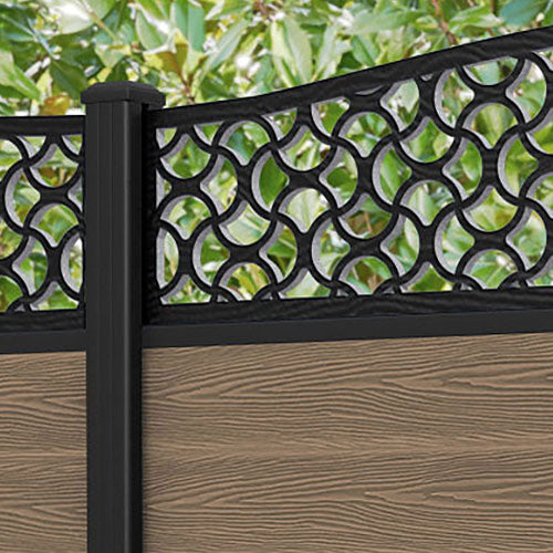Classic Vida Curved Top Fence Panel - Teak - with our aluminium posts