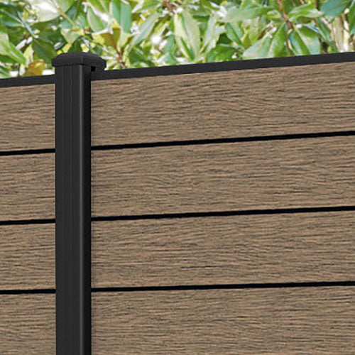 Fusion Fence Panel - Teak - with our aluminium posts