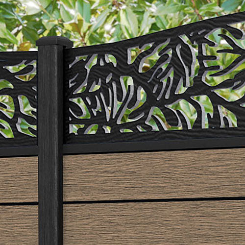 Fusion Botanic Curved Top Fence Panel - Teak - with our composite posts