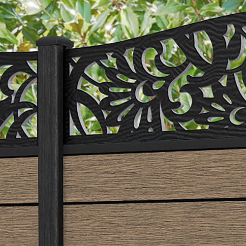 Fusion Heritage Curved Top Fence Panel - Teak - with our composite posts