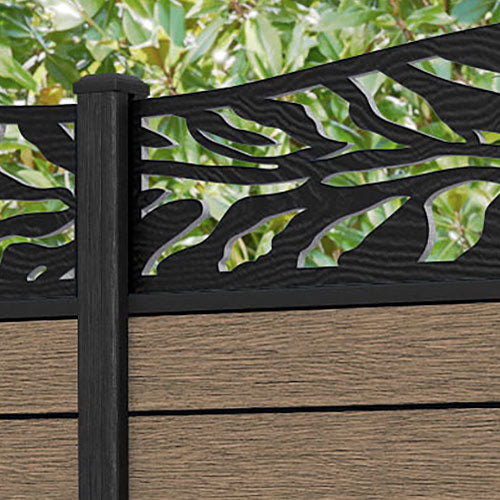 Fusion Malawi Curved Top Fence Panel - Teak - with our composite posts