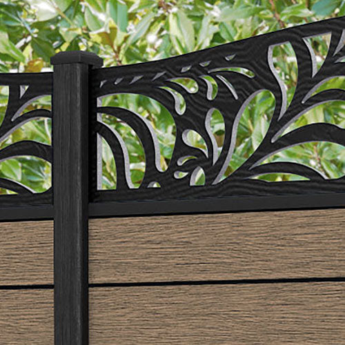 Fusion Petal Curved Top Fence Panel - Teak - with our composite posts