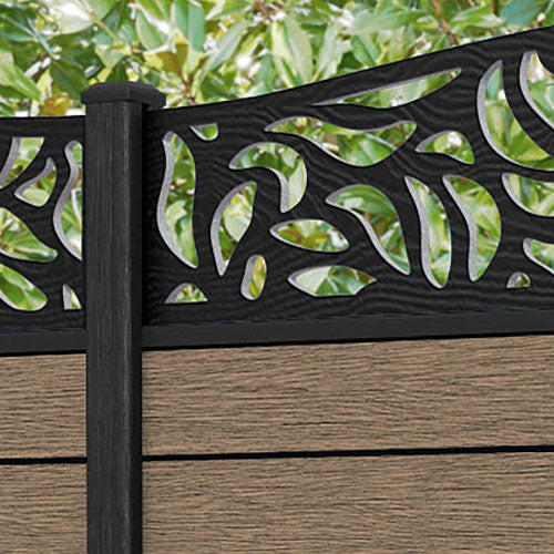 Fusion Plume Curved Top Fence Panel - Teak - with our composite posts
