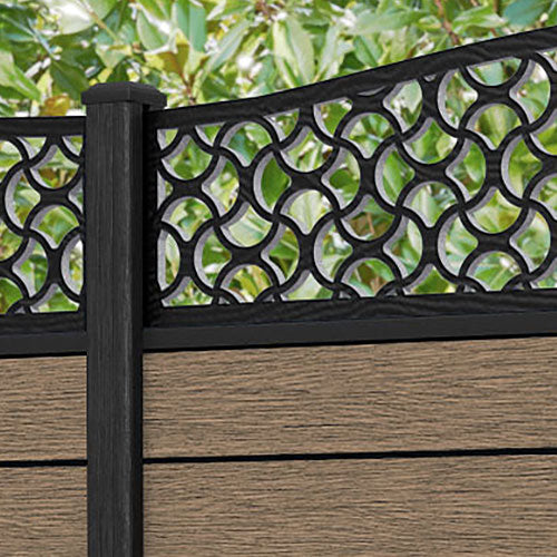 Fusion Vida Curved Top Fence Panel - Teak - with our composite posts