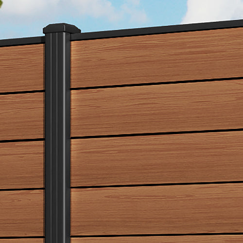 Gate Matching Aluminium Fence Panel - Teak - with our aluminium posts