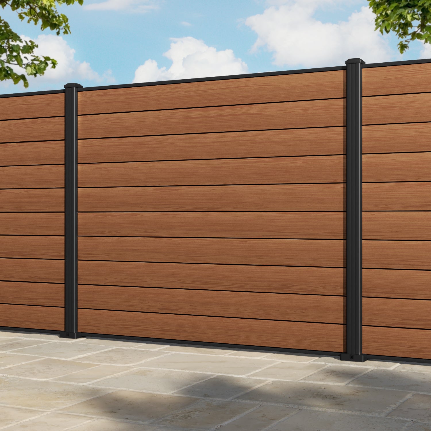 Gate Matching Aluminium Fence Panel - Teak - with our aluminium posts