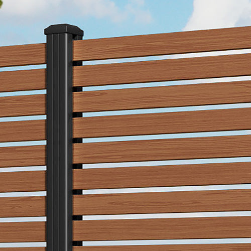 Aria Aluminium Fence Panel - Teak - with our aluminium posts