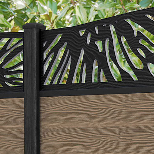 Classic Poppy Curved Top Fence Panel - Teak - with our composite posts