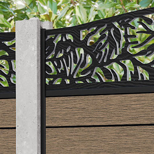 Fusion Botanic Curved Top Fence Panel - Teak - for existing concrete posts