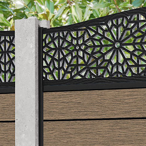 Fusion Alnara Curved Top Fence Panel - Teak - for existing concrete posts