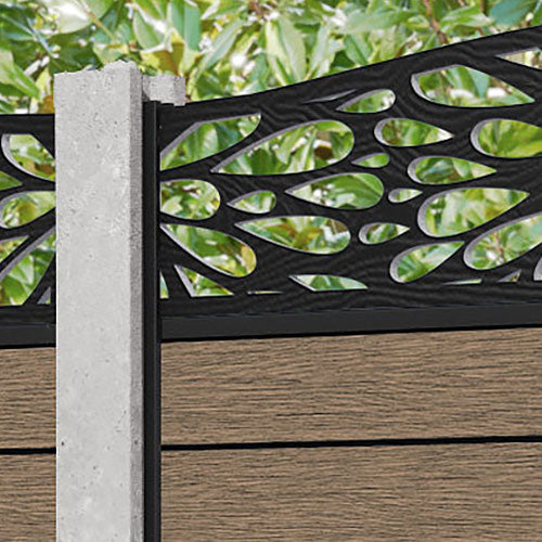 Fusion Blossom Curved Top Fence Panel - Teak - for existing concrete posts