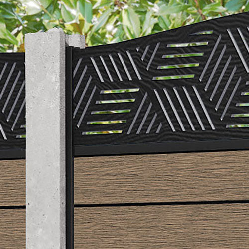 Fusion Cubed Curved Top Fence Panel - Teak - for existing concrete posts