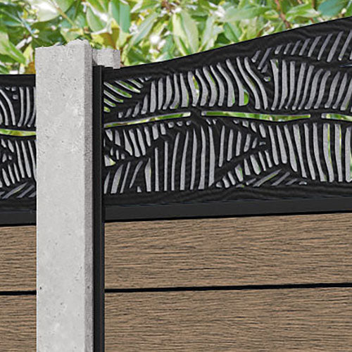 Fusion Feather Curved Top Fence Panel - Teak - for existing concrete posts