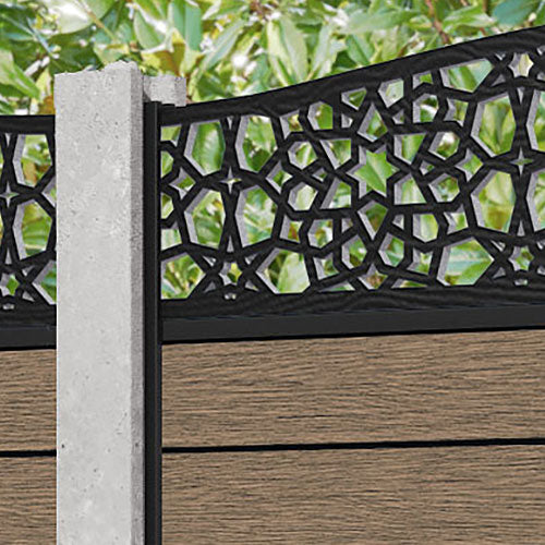 Fusion Nazira Curved Top Fence Panel - Teak - for existing concrete posts