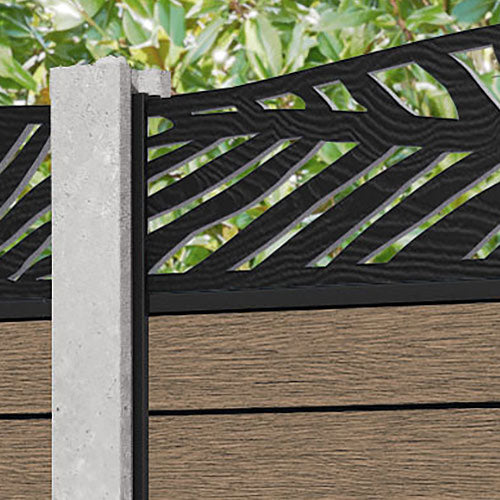 Fusion Palm Curved Top Fence Panel - Teak - for existing concrete posts