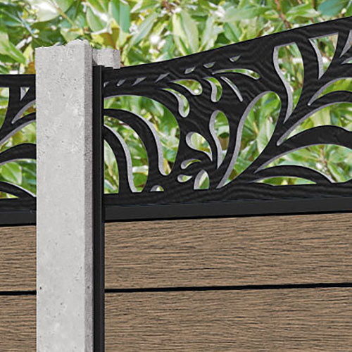 Fusion Petal Curved Top Fence Panel - Teak - for existing concrete posts