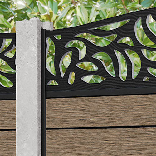 Fusion Plume Curved Top Fence Panel - Teak - for existing concrete posts