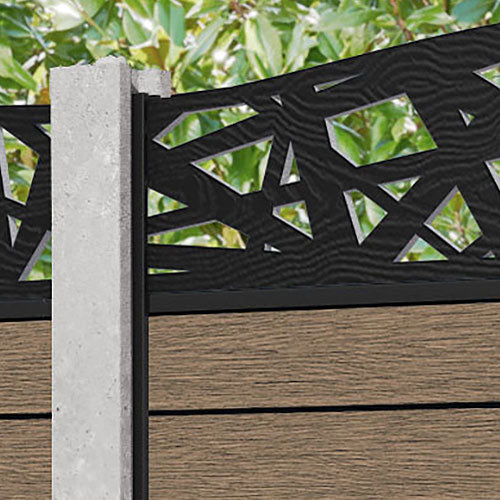 Fusion Prism Curved Top Fence Panel - Teak - for existing concrete posts
