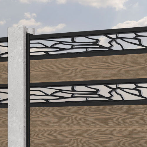 Classic Shatter Split Screen Fence Panel - Teak - for existing concrete posts