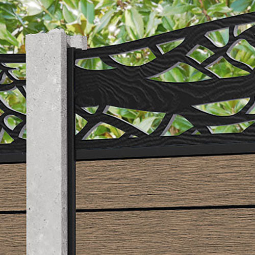 Fusion Twilight Curved Top Fence Panel - Teak - for existing concrete posts