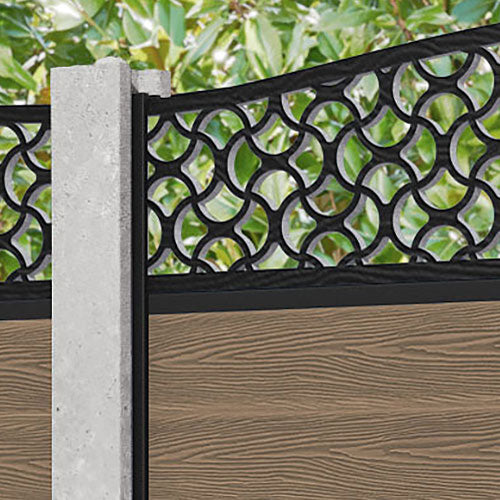 Classic Vida Curved Top Fence Panel - Teak - for existing concrete posts