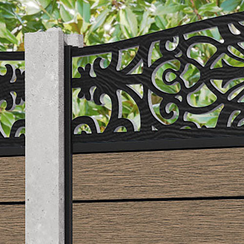Fusion Windsor Curved Top Fence Panel - Teak - for existing concrete posts