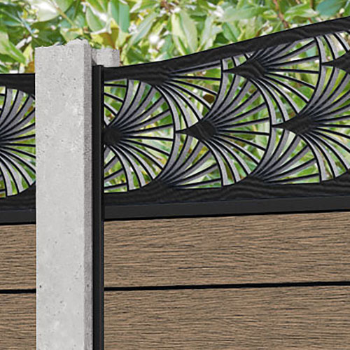Fusion Laurel Curved Top Fence Panel - Teak - for existing concrete posts