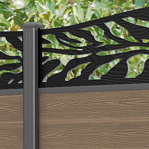 Classic Malawi Curved Top Fence Panel - Teak - with our aluminium posts