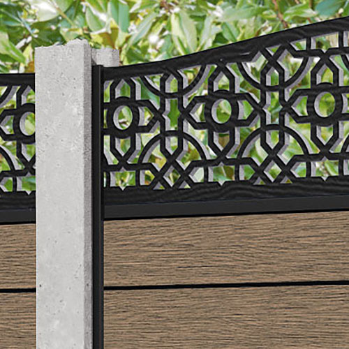 Fusion Nabila Curved Top Fence Panel - Teak - for existing concrete posts