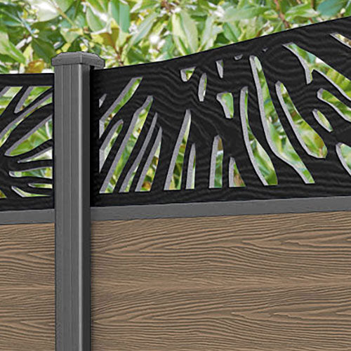 Classic Poppy Curved Top Fence Panel - Teak - with our aluminium posts
