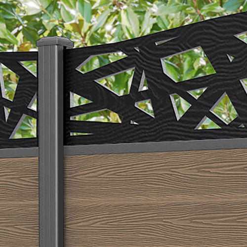 Classic Prism Curved Top Fence Panel - Teak - with our aluminium posts