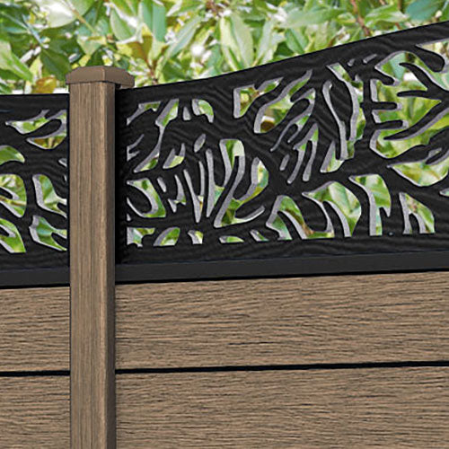 Fusion Botanic Curved Top Fence Panel - Teak - with our composite posts