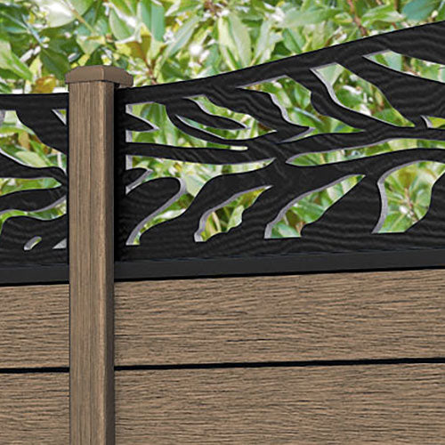 Fusion Malawi Curved Top Fence Panel - Teak - with our composite posts