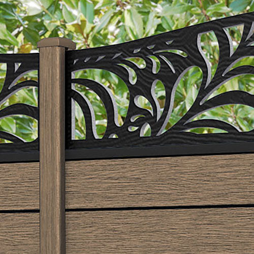 Fusion Petal Curved Top Fence Panel - Teak - with our composite posts