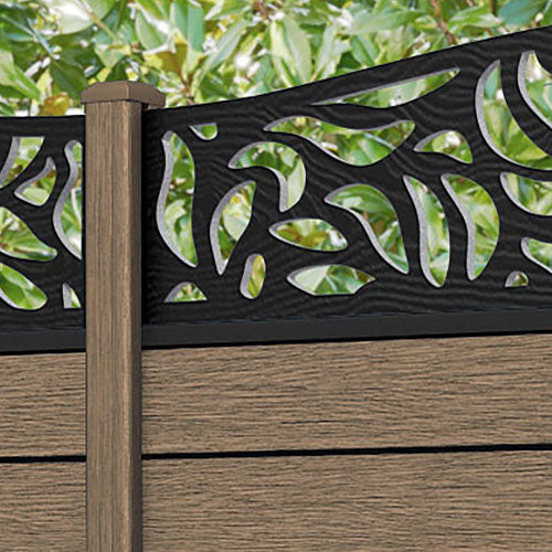 Fusion Plume Curved Top Fence Panel - Teak - with our composite posts