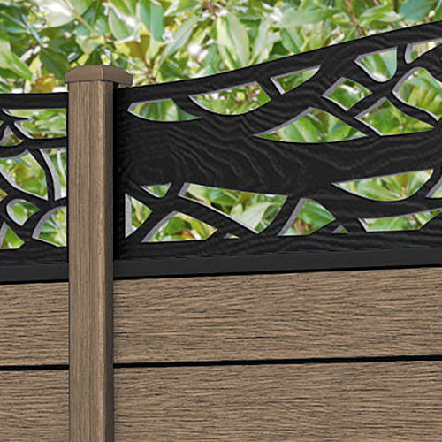 Fusion Twilight Curved Top Fence Panel - Teak - with our composite posts